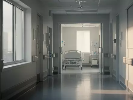 Ein heller, moderner Krankenhausflur mit klaren architektonischen Linien und natürlichem Lichteinfall. - Foto: über boerse-global.de