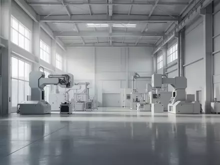 Ein minimalistisches, modernes Industrieforschungsgebäude mit poliertem Betonboden und natürlichem Lichteinfall. - Foto: über boerse-global.de