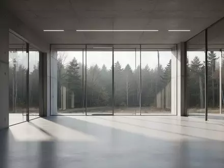 Modernes Forschungsgebäude mit minimalistischer Architektur und Blick in eine bewaldete Landschaft. - Foto: über boerse-global.de