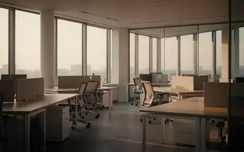 Ein minimalistisches, modernes Büro mit leeren Schreibtischen und natürlichem Lichteinfall. - Foto: über boerse-global.de