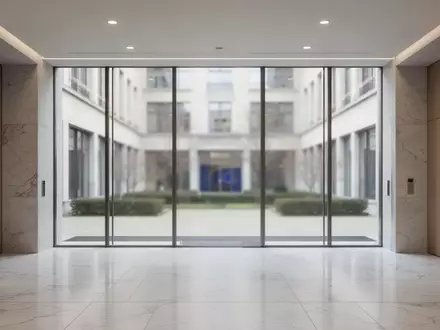 Ein leerer, modern gestalteter Korridor in einem EU-Gebäude mit großen Glasfronten und hellem Tageslicht. - Foto: über boerse-global.de