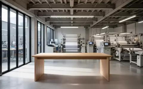 Ein minimalistisch gestalteter Arbeitsbereich in einem hellen Designstudio mit Blick auf eine Werkstatt im Hintergrund. - Foto: über boerse-global.de