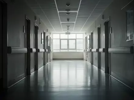 Ein leerer, steril wirkender Krankenhausflur mit glänzendem Boden und einfallendem Tageslicht. - Foto: über boerse-global.de