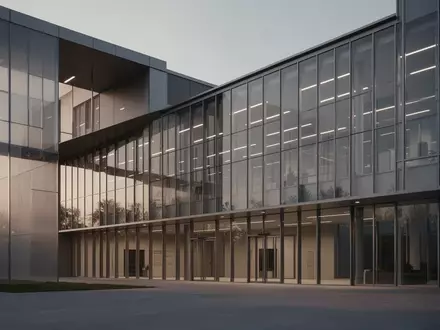 Ein modernes, minimalistisches Verwaltungsgebäude aus Glas und Stahl in der Abenddämmerung. - Foto: über boerse-global.de