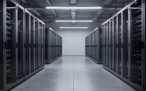 Ein moderner, minimalistischer Serverraum mit leeren, hochtechnologischen Geräteracks in einer ordentlichen Anordnung. - Foto: über boerse-global.de
