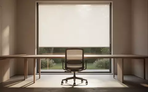 Ein minimalistischer, moderner Arbeitsplatz mit natürlichem Licht und einem leeren Stuhl vor einem Fenster. - Foto: über boerse-global.de
