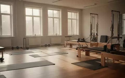 Ein minimalistisch eingerichteter Sportraum mit Yoga-Matten und Reformer-Geräten in hellem, natürlichem Tageslicht. - Foto: über boerse-global.de