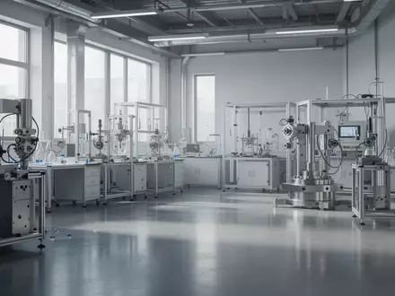 Ein minimalistisches, modernes Industrielabor mit metallischen Oberflächen und hellem Tageslicht. - Foto: über boerse-global.de