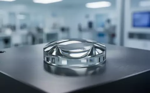 Ein präzises optisches Linsenelement auf einer metallischen Oberfläche in einer sterilen Produktionsumgebung. - Foto: über boerse-global.de