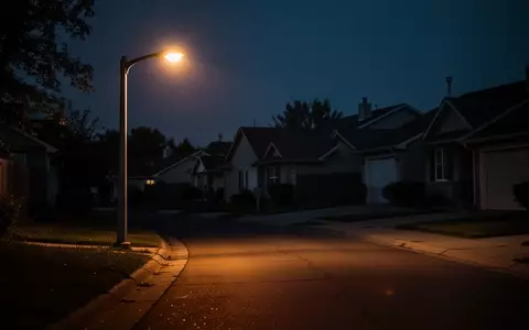Eine leere, nächtliche Wohnstraße mit einer einzelnen Straßenlaterne, die einen Gehweg beleuchtet. - Foto: über boerse-global.de