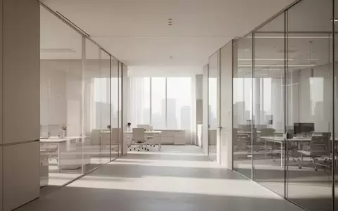 Modernes, minimalistisches Büro-Interieur mit hellen Glaswänden und natürlichem Lichteinfall ohne Personen oder Technik. - Foto: über boerse-global.de