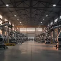 Weite, menschenleere Industriehalle mit großen Fertigungsmaschinen in einer modernen Produktionsanlage. - Foto: über boerse-global.de