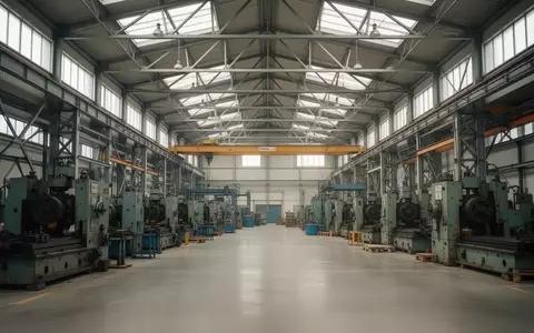 Innenansicht einer großen, modernen Industriehalle mit schweren Produktionsmaschinen und hohen Decken. - Foto: über boerse-global.de