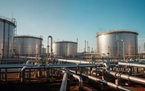 Moderne Industrieanlagen der Energieinfrastruktur mit Öltanks und Pipelines bei klarem Himmel. - Foto: über boerse-global.de