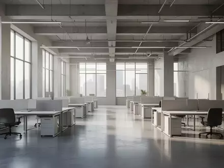Ein minimalistischer, moderner Arbeitsbereich mit klaren geometrischen Linien und natürlichem Licht. - Foto: über boerse-global.de