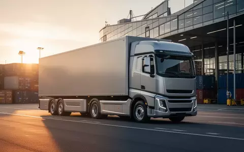 Moderner Elektro-LKW an einem europäischen Logistik-Terminal im warmen Licht der Abendsonne. - Foto: über boerse-global.de