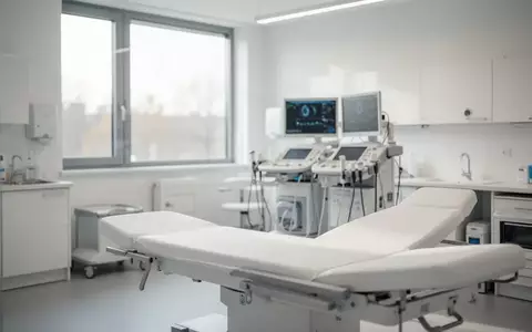 Ein heller, moderner Untersuchungsraum in einer Universitätsklinik mit medizinischen Geräten im Hintergrund. - Foto: über boerse-global.de