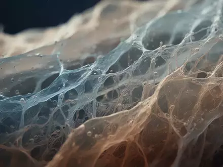 Mikroskopische Aufnahme von biologischem Gewebe mit feinen zellulären Strukturen und extrazellulärer Matrix. - Foto: über boerse-global.de