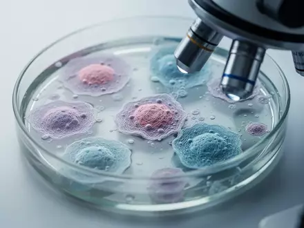 Mikroskopische Aufnahme von Zellstrukturen in einer Laborschale zur Veranschaulichung genetischer Forschung. - Foto: über boerse-global.de