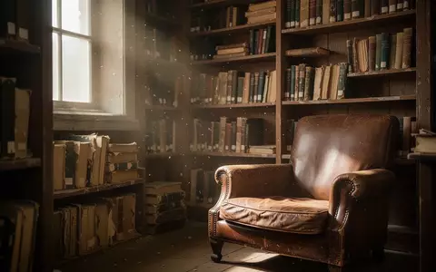 Eine ruhige, sonnendurchflutete Bibliotheksecke mit leeren Bücherregalen und einem gemütlichen Sessel. - Foto: über boerse-global.de