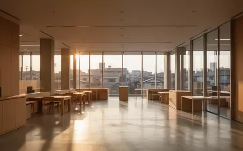 Ein minimalistisches, modernes Bürogebäude in Japan mit hellen Holzmöbeln und natürlichem Lichteinfall. - Foto: über boerse-global.de