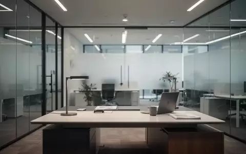 Modernes, minimalistisches Bürointerieur mit professioneller Beleuchtung und Fokus auf eine hochwertige Arbeitsumgebung. - Foto: über boerse-global.de