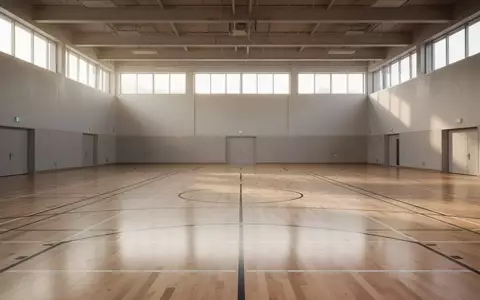 Eine leere, helle Sporthalle mit glattem Holzboden und Spielfeldmarkierungen in einer minimalistischen Architektur. - Foto: über boerse-global.de