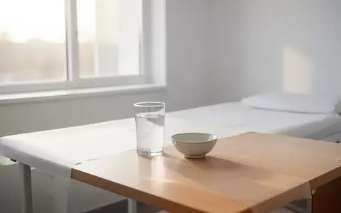 Ein heller, steriler Behandlungsraum mit einem Glas Wasser und einer leeren Schale auf einem Holztisch. - Foto: über boerse-global.de