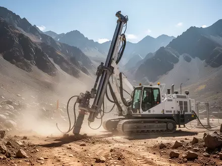 Ein Bohrgerät bei der geologischen Untersuchung in einer bergigen Landschaft. - Foto: über boerse-global.de