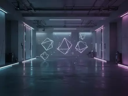 Ein minimalistisch gestalteter, futuristischer Raum mit stimmungsvoller Beleuchtung für Virtual-Reality-Anwendungen. - Foto: über boerse-global.de