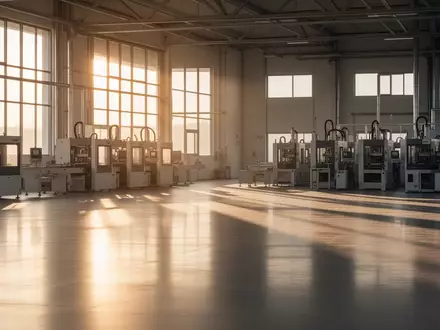 Eine leere, sonnendurchflutete Industriehalle mit stillstehenden Maschinen als Symbol für den demografischen Wandel. - Foto: über boerse-global.de
