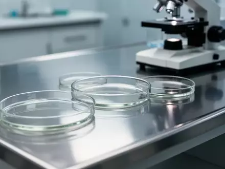 Ein steriler Labortisch mit medizinischen Geräten und Petrischalen in einer professionellen Forschungsumgebung. - Foto: über boerse-global.de
