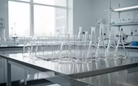 Ein modernes, helles Labor mit leeren Glasbechern auf einem Edelstahltisch in einer klinischen Umgebung. - Foto: über boerse-global.de