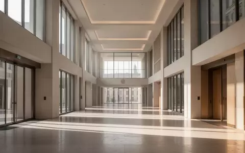 Ein heller, minimalistischer Flur in einem modernen europäischen Regierungsgebäude mit großen Fenstern und architektonischen Linien. - Foto: über boerse-global.de