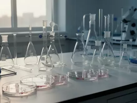 Laborumgebung mit wissenschaftlichen Glasgeräten und Petrischalen in natürlichem Licht - Foto: über boerse-global.de