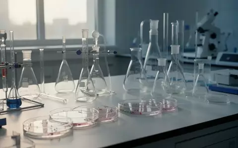 Laborumgebung mit wissenschaftlichen Glasgeräten und Petrischalen in natürlichem Licht - Foto: über boerse-global.de