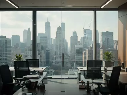 Ein modernes Bürogebäude mit Blick auf ein Finanzviertel bei Tageslicht. - Foto: über boerse-global.de
