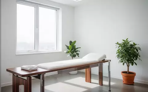 Ein minimalistisch eingerichteter, heller Behandlungsraum in einer Arztpraxis mit Tageslicht. - Foto: über boerse-global.de