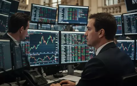 Börsenhändler an einem Arbeitsplatz in der Londoner City vor Monitoren mit Aktienkursen. - Foto: über boerse-global.de