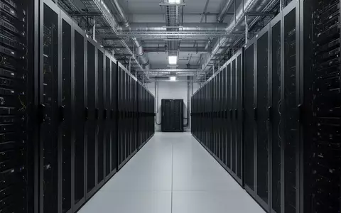Reihen von hochmodernen Server-Racks in einem Rechenzentrum mit kühler, minimalistischer Beleuchtung. - Foto: über boerse-global.de