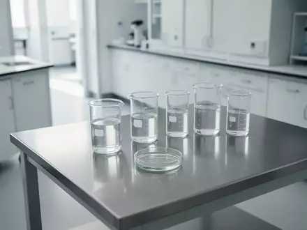 Ein steriler Labortisch mit Glasgefäßen und einer Petrischale in einem hellen, klinischen Forschungsumfeld. - Foto: über boerse-global.de