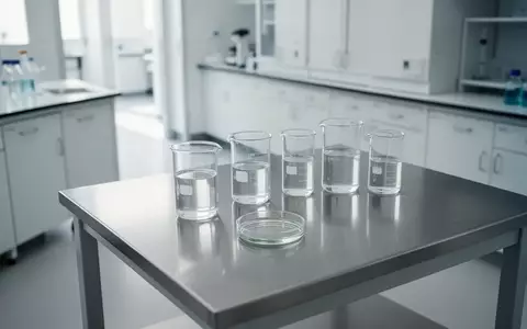 Ein steriler Labortisch mit Glasgefäßen und einer Petrischale in einem hellen, klinischen Forschungsumfeld. - Foto: über boerse-global.de