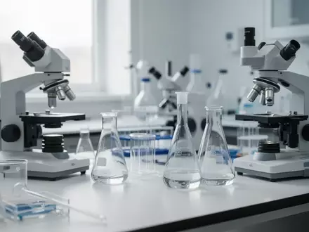 Ein modernes, steriles Labor mit medizinischen Forschungsgeräten und Glasbehältern auf einer sauberen Arbeitsfläche. - Foto: über boerse-global.de
