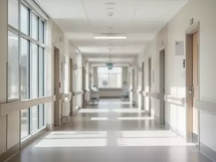 Ein heller, moderner Krankenhausflur mit neutraler Architektur und natürlichem Lichteinfall. - Foto: über boerse-global.de