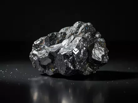 Ein rohes metallisches Mineral auf einer dunklen, reflektierenden Oberfläche in einer professionellen Industrie-Atmosphäre. - Foto: über boerse-global.de