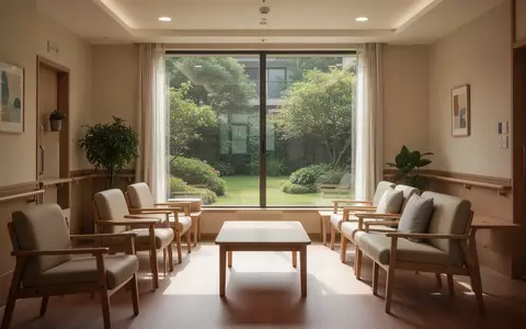 Ein heller, freundlicher Gemeinschaftsraum in einer Pflegeeinrichtung mit Blick in einen grünen Garten. - Foto: über boerse-global.de
