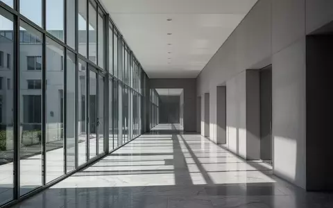 Ein moderner, heller Flur in einem Verwaltungsgebäude mit klaren architektonischen Linien und natürlichem Lichteinfall. - Foto: über boerse-global.de