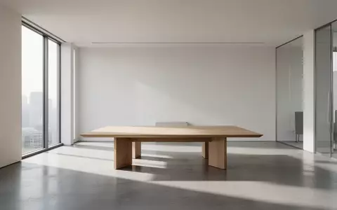 Ein minimalistischer, heller Konferenzraum mit einem Holztisch und klaren architektonischen Linien ohne Technik oder Personen. - Foto: über boerse-global.de
