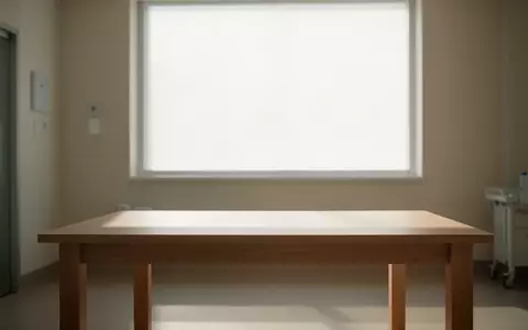 Ein heller, minimalistischer Behandlungsraum in einem Krankenhaus mit einem leeren Holztisch und natürlichem Lichteinfall. - Foto: über boerse-global.de