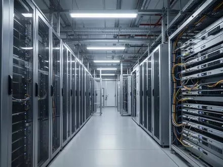 Moderne Industrieanlage mit hochtechnologischen Server- und Infrastruktursystemen in einer Produktionshalle. - Foto: über boerse-global.de
